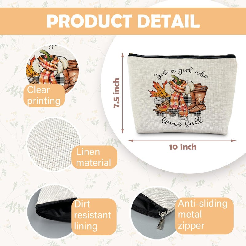 RYYCDOI Just a Girl Who Loves Fall Makeup Bag, Fall Gifts for Women, Fall Lovers Gifts, Autumn Pumpkin Coffee Cosmetic Bag for Women, Fall Themed Gifts, Womens Makeup Bag, Fall Makeup Pouch - Image 5